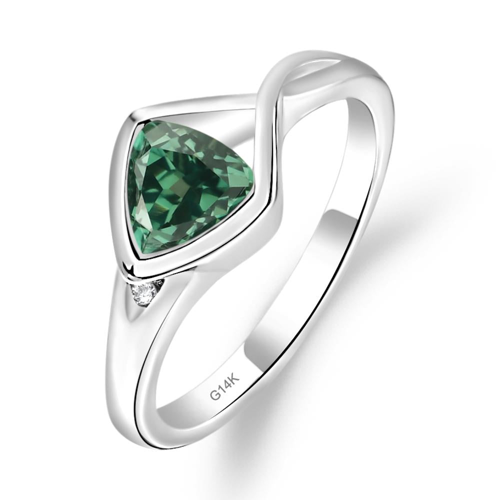 Trillion Cut Simple Green Sapphire Ring - LUO Jewelry #metal_14k white gold