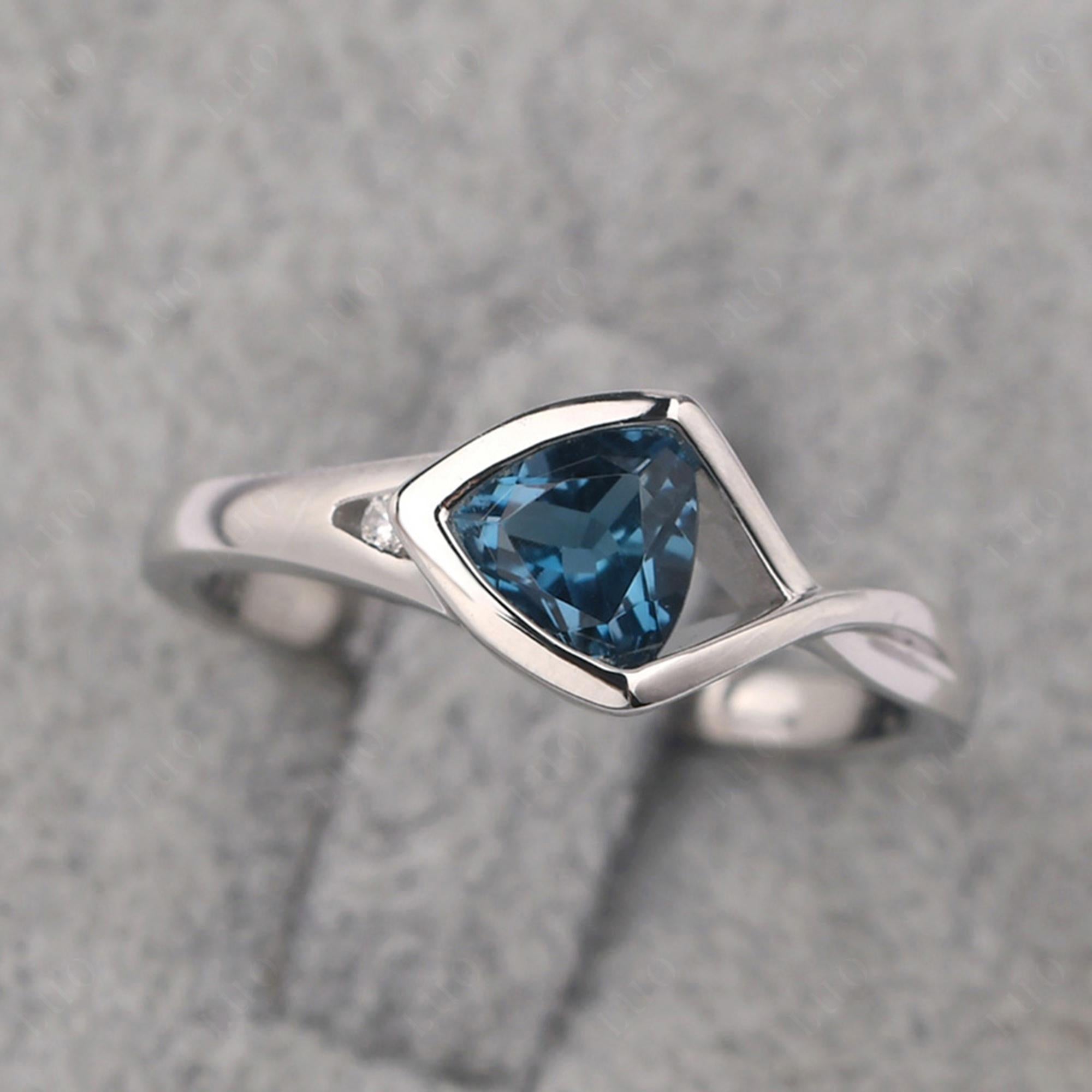 Trillion Cut Simple London Blue Topaz Ring - LUO Jewelry 
