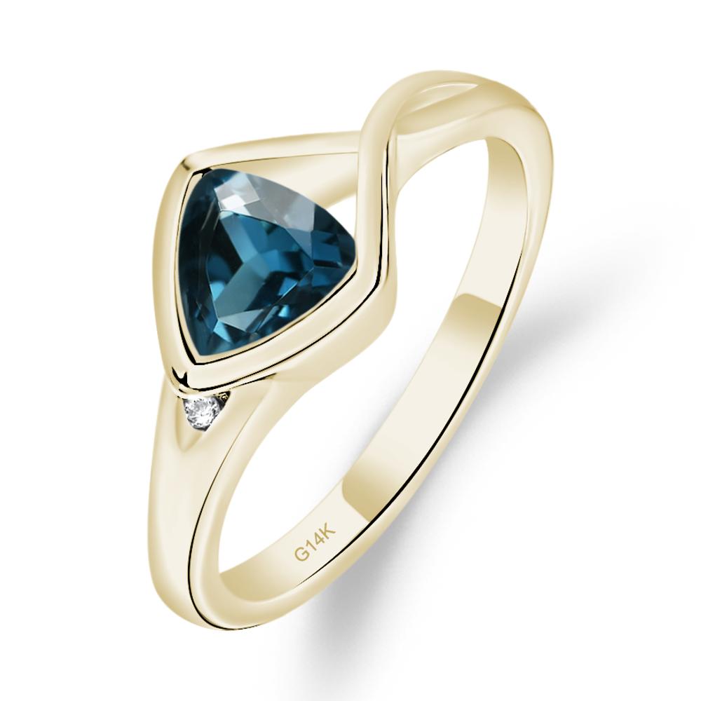 Trillion Cut Simple London Blue Topaz Ring - LUO Jewelry #metal_14k yellow gold