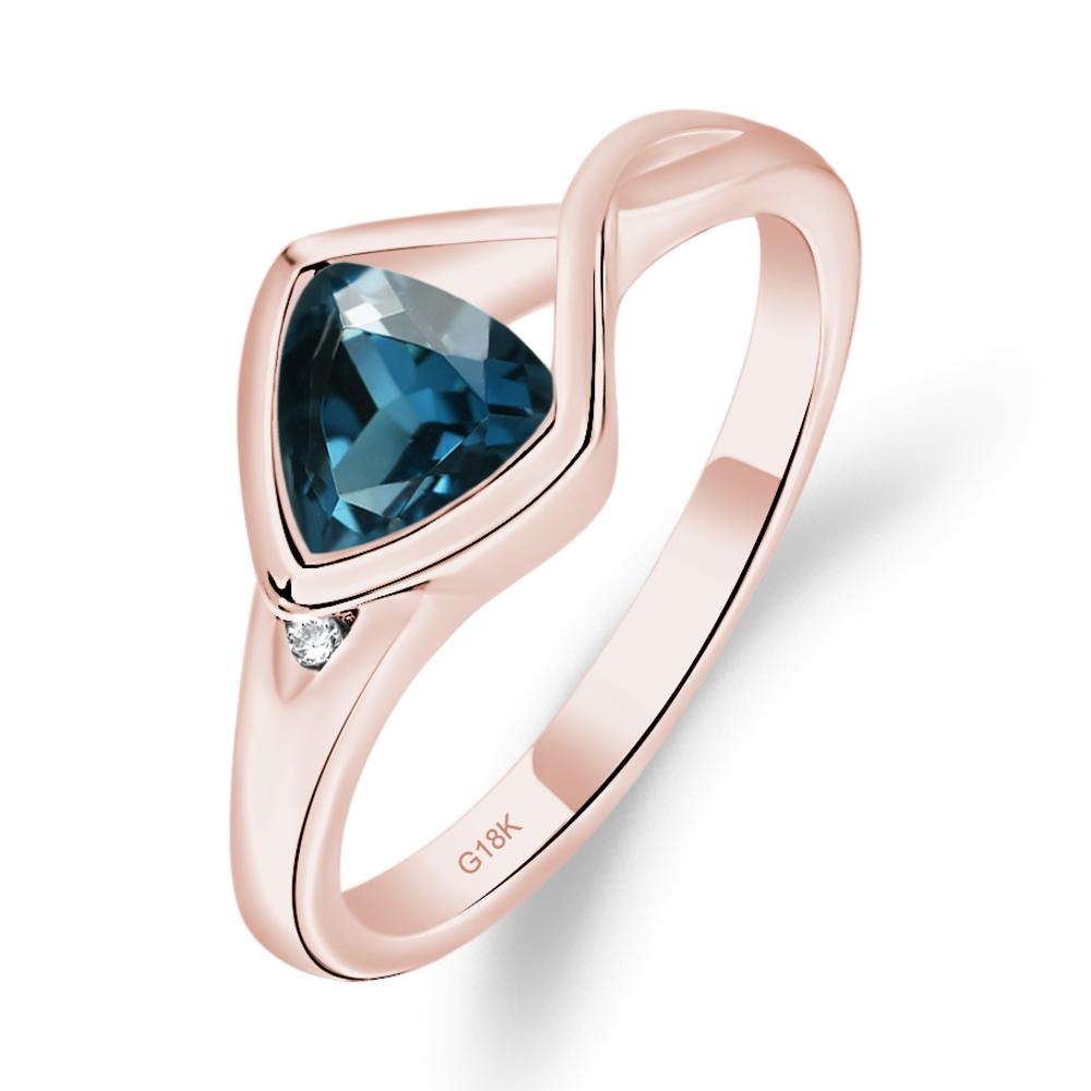 Trillion Cut Simple London Blue Topaz Ring - LUO Jewelry #metal_18k rose gold