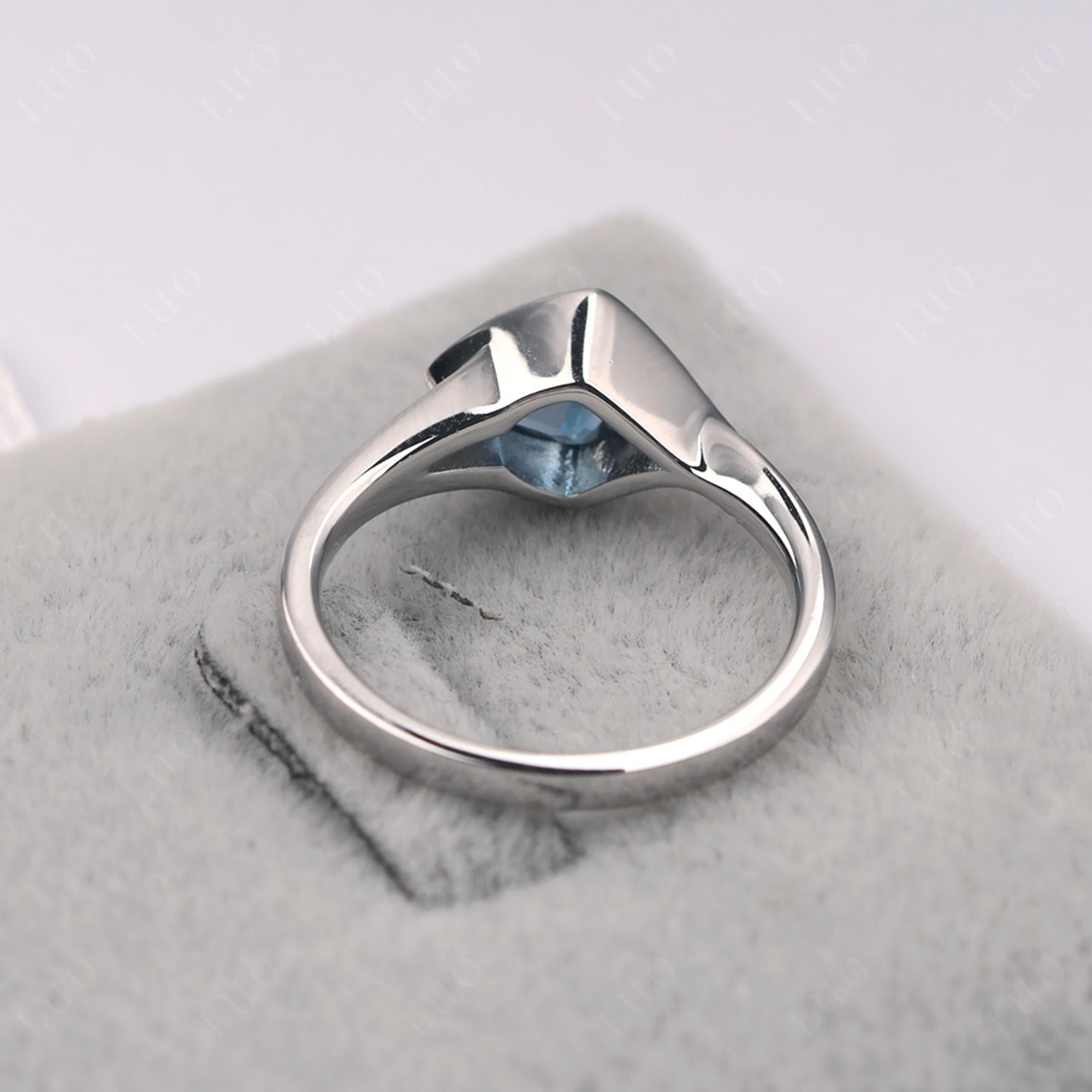 Trillion Cut Simple London Blue Topaz Ring - LUO Jewelry 