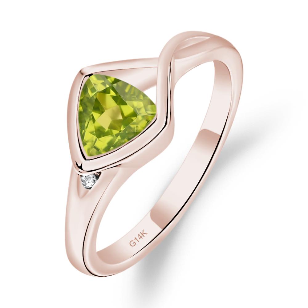 Trillion Cut Simple Peridot Ring - LUO Jewelry #metal_14k rose gold