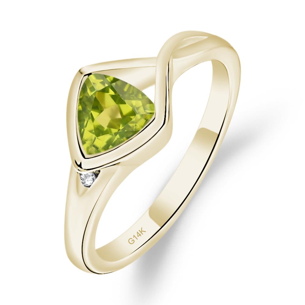 Trillion Cut Simple Peridot Ring - LUO Jewelry #metal_14k yellow gold
