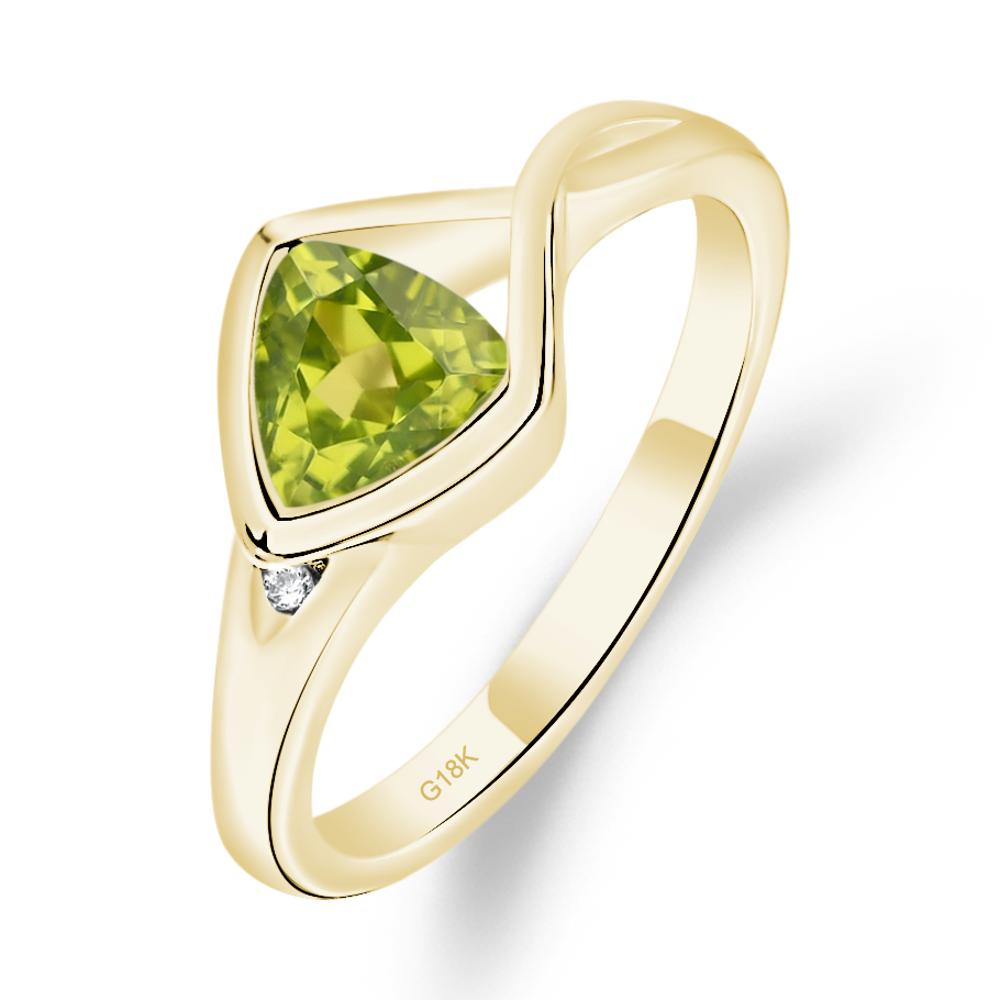 Trillion Cut Simple Peridot Ring - LUO Jewelry #metal_18k yellow gold