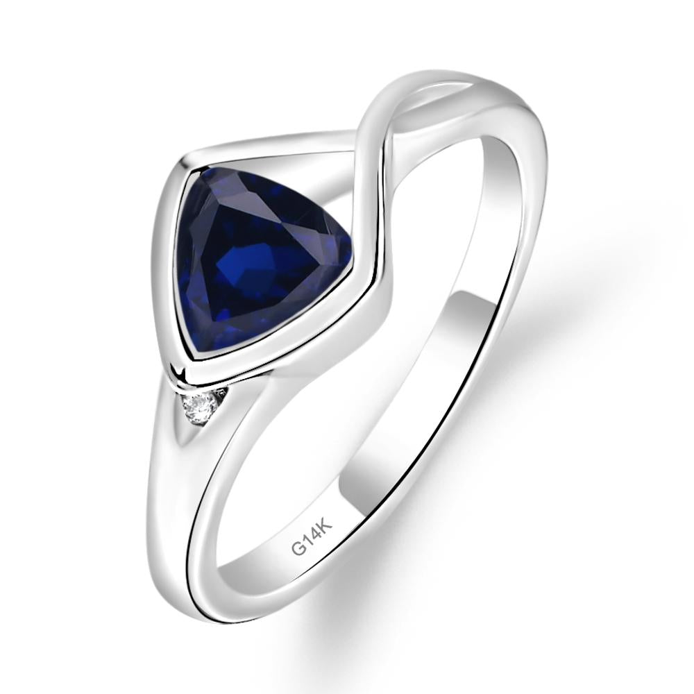 Trillion Cut Simple Sapphire Ring - LUO Jewelry #metal_14k white gold