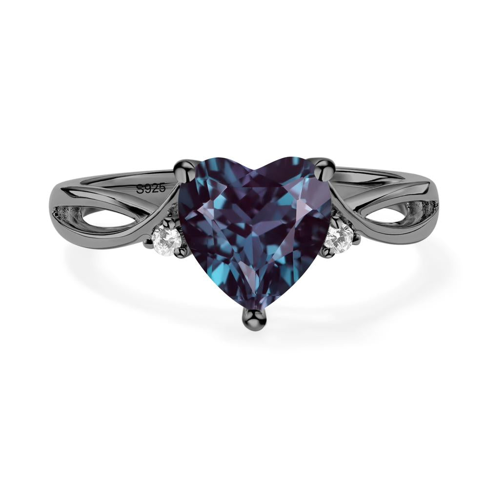 Heart Shaped Alexandrite Ring - LUO Jewelry #metal_black finish sterling silver