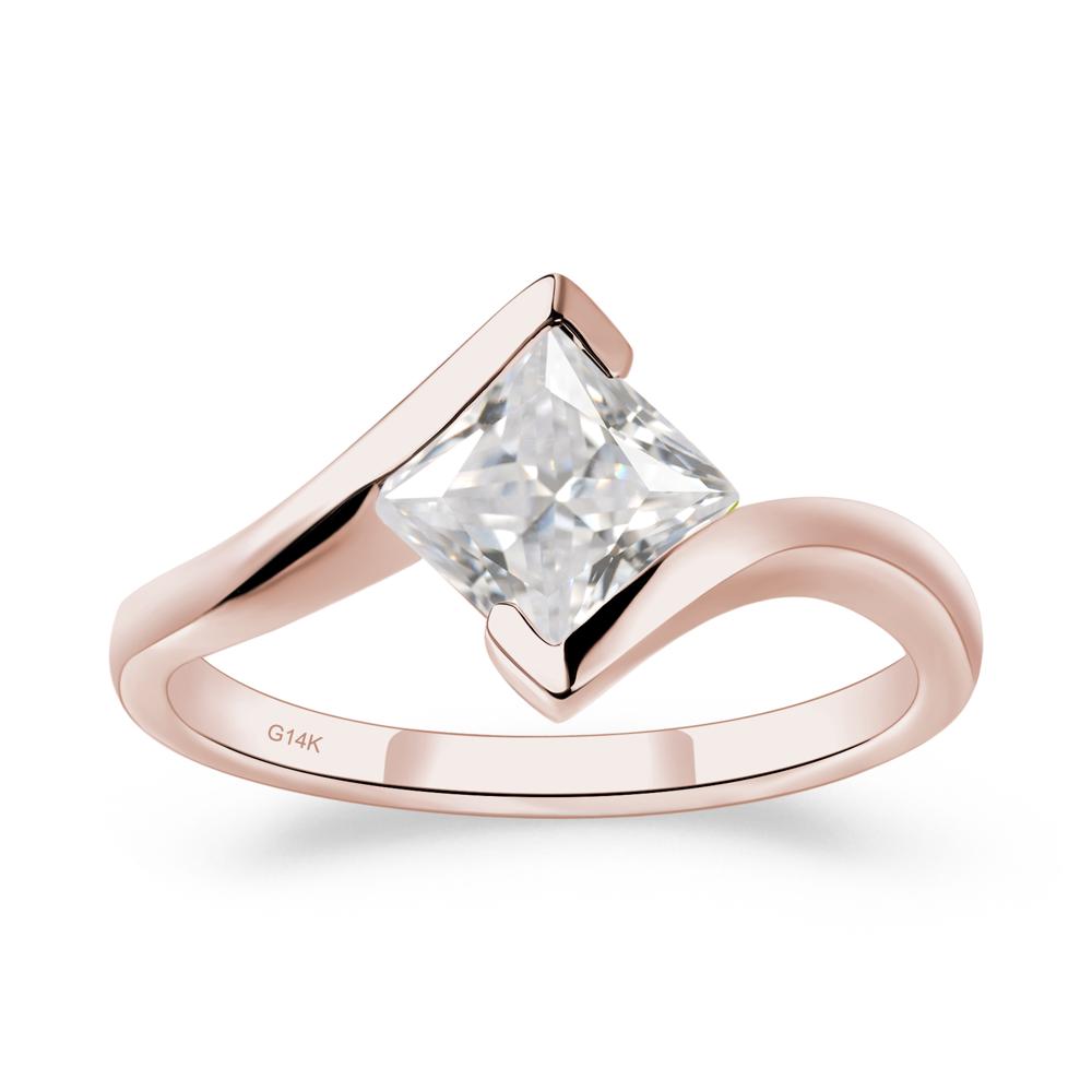 Cubic Zirconia Tension Engagement Ring - LUO Jewelry #metal_14k rose gold