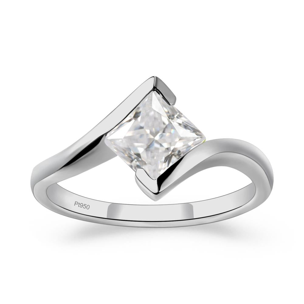Cubic Zirconia Tension Engagement Ring - LUO Jewelry #metal_platinum