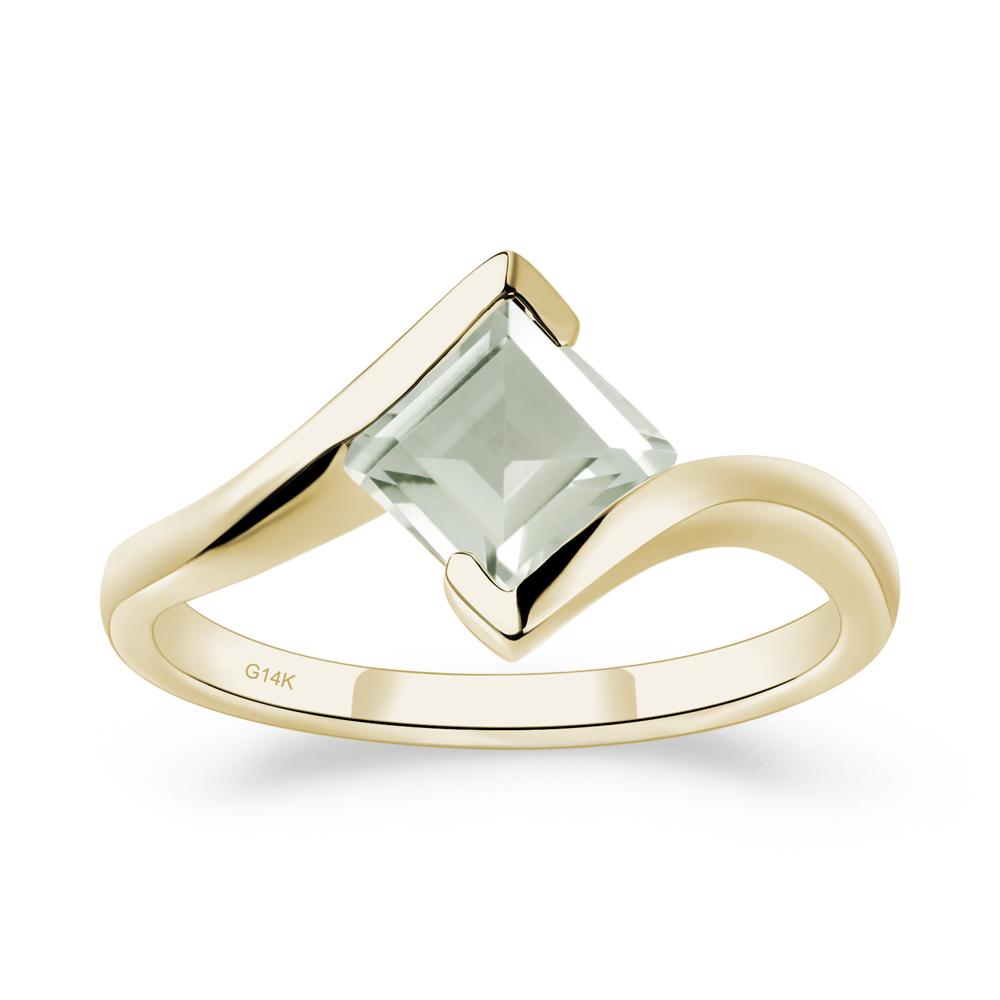 Green Amethyst Tension Engagement Ring - LUO Jewelry #metal_14k yellow gold