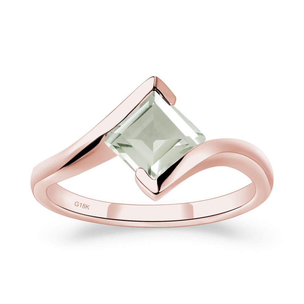 Green Amethyst Tension Engagement Ring - LUO Jewelry #metal_18k rose gold
