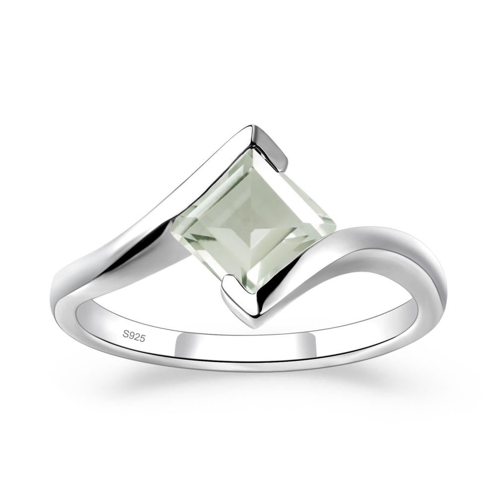 Green Amethyst Tension Engagement Ring - LUO Jewelry #metal_sterling silver