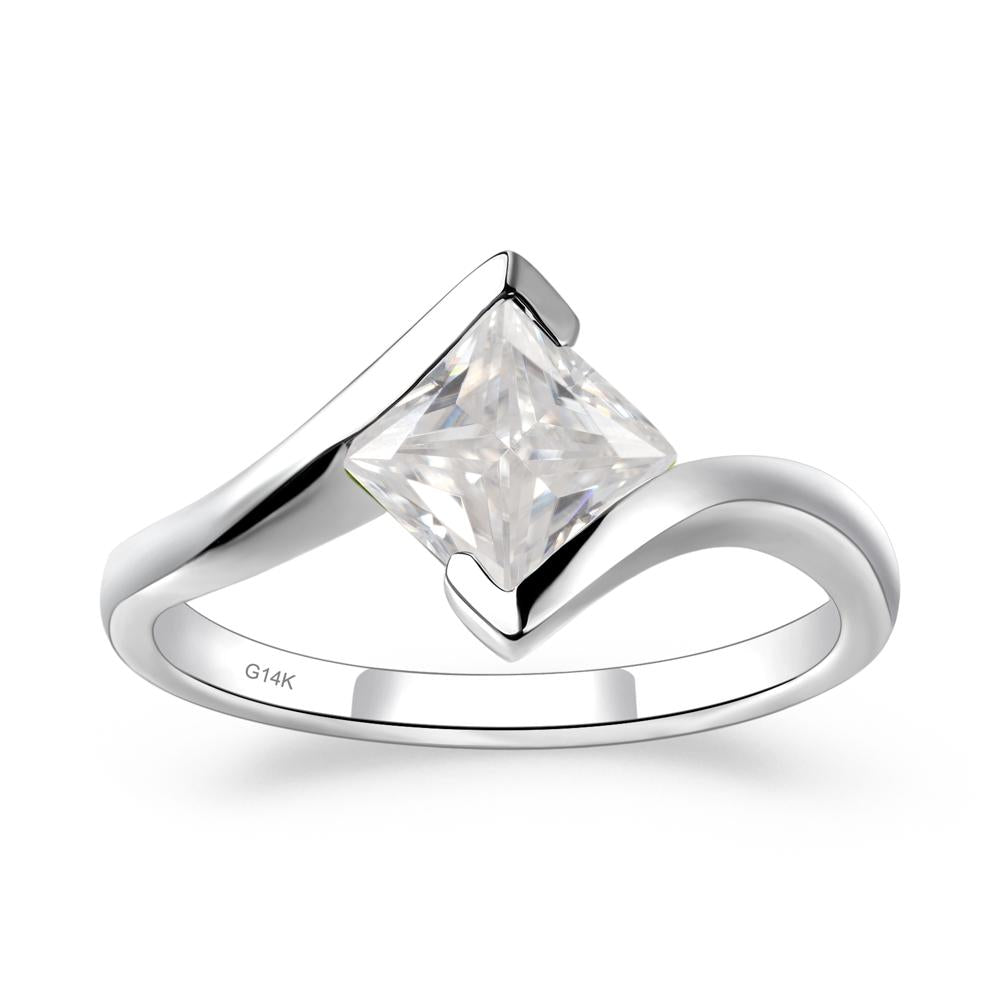 Moissanite Tension Engagement Ring - LUO Jewelry #metal_14k white gold