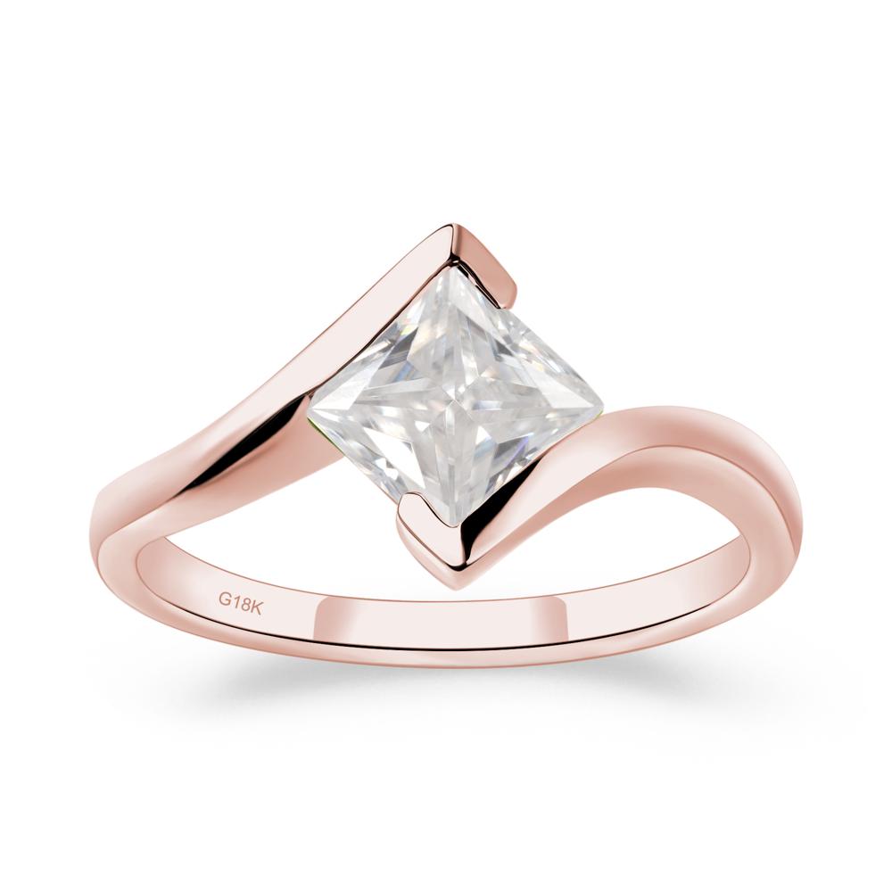 Moissanite Tension Engagement Ring - LUO Jewelry #metal_18k rose gold