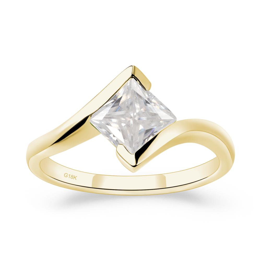 Moissanite Tension Engagement Ring - LUO Jewelry #metal_18k yellow gold