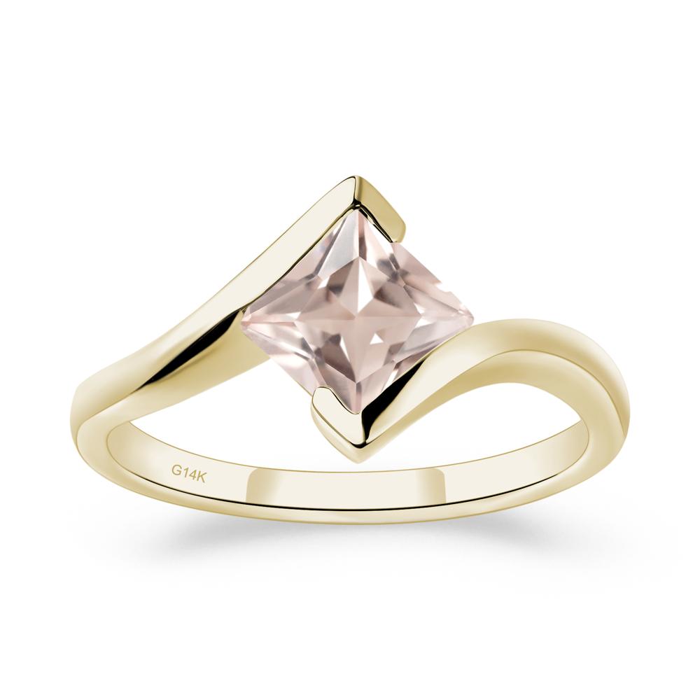 Princess Cut Morganite Bypass Ring - LUO Jewelry #metal_14k yellow gold