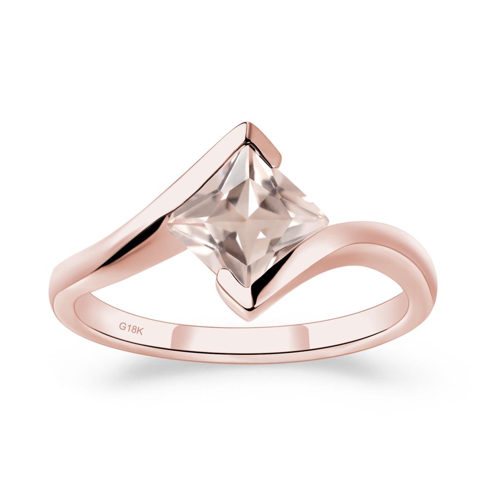 Princess Cut Morganite Bypass Ring - LUO Jewelry #metal_18k rose gold