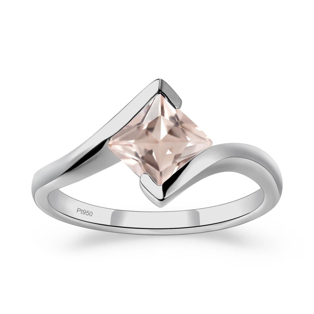 Princess Cut Morganite Bypass Ring - LUO Jewelry #metal_platinum