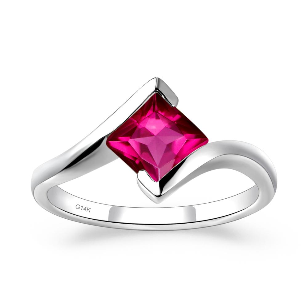 Ruby Tension Engagement Ring - LUO Jewelry #metal_14k white gold