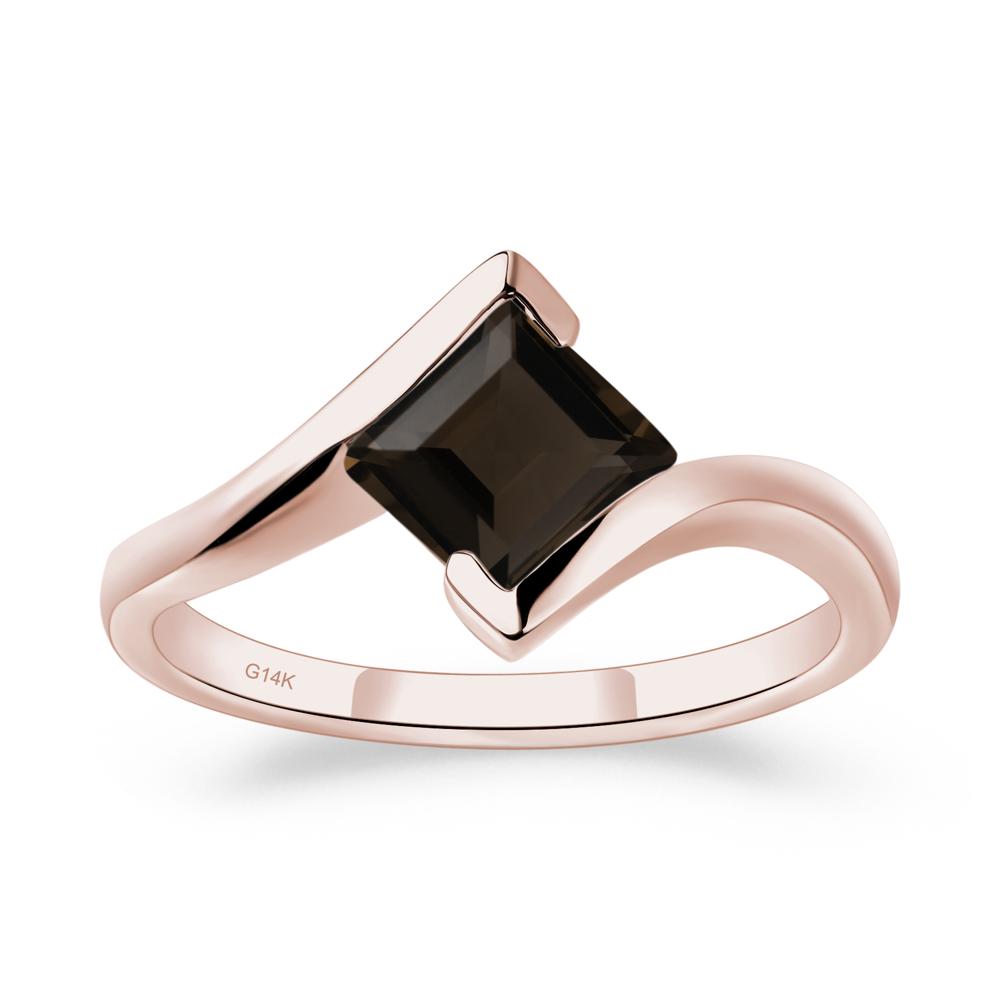 Smoky Quartz Tension Setting Ring - LUO Jewelry #metal_14k rose gold