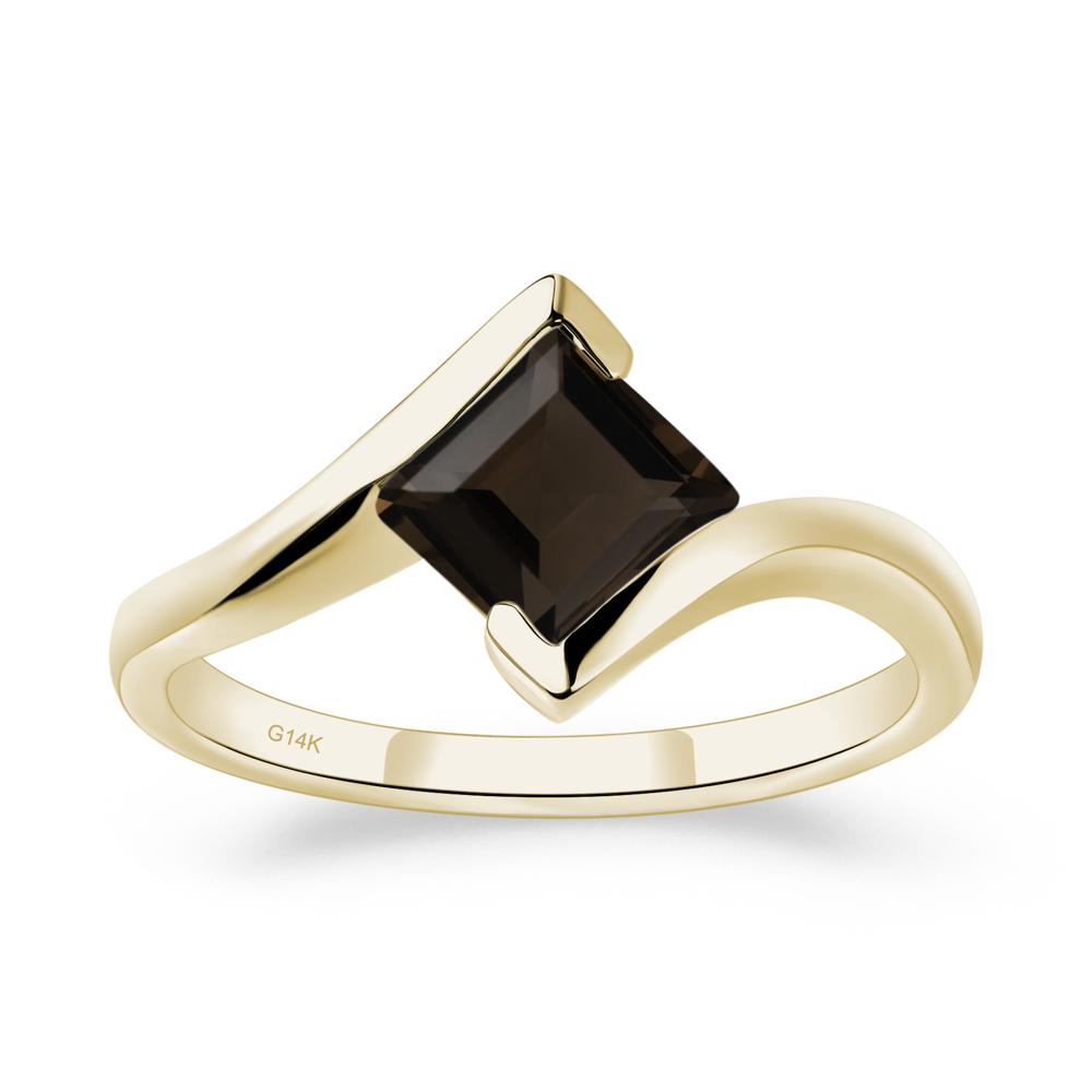 Smoky Quartz Tension Setting Ring - LUO Jewelry #metal_14k yellow gold