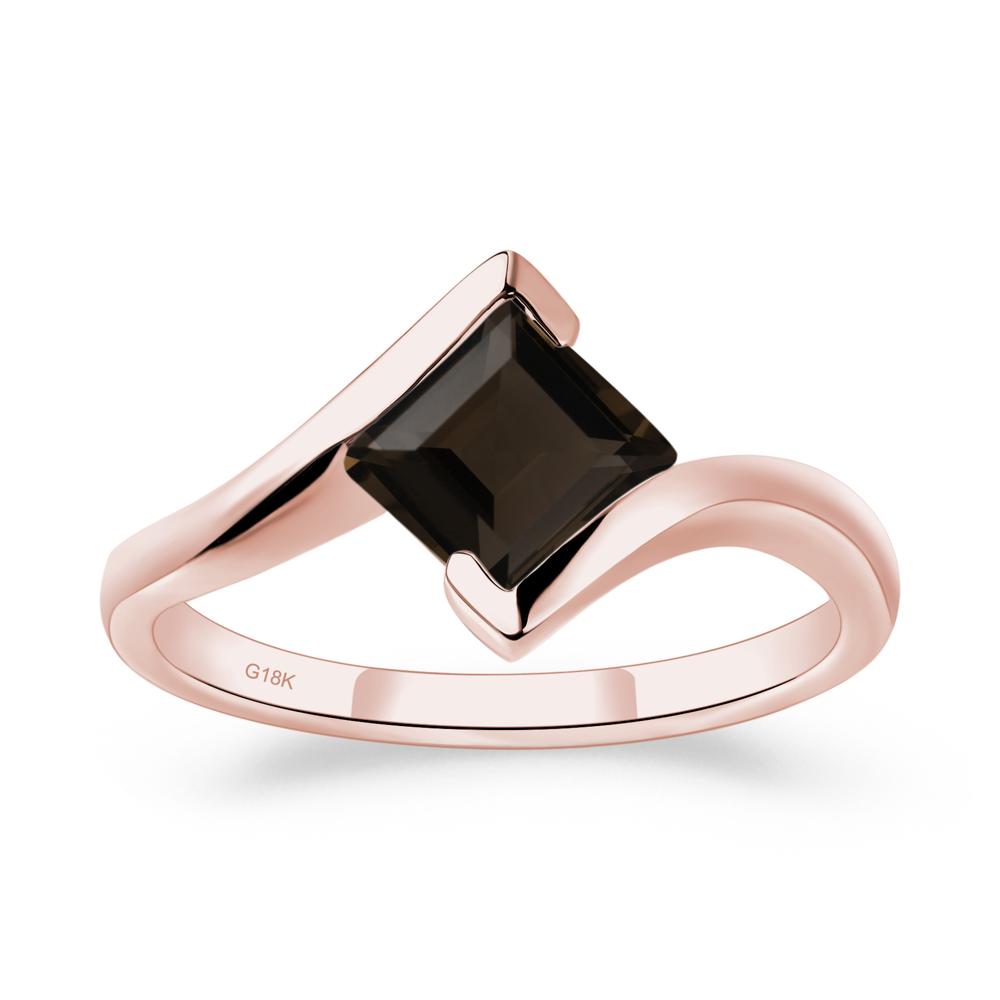 Smoky Quartz Tension Setting Ring - LUO Jewelry #metal_18k rose gold