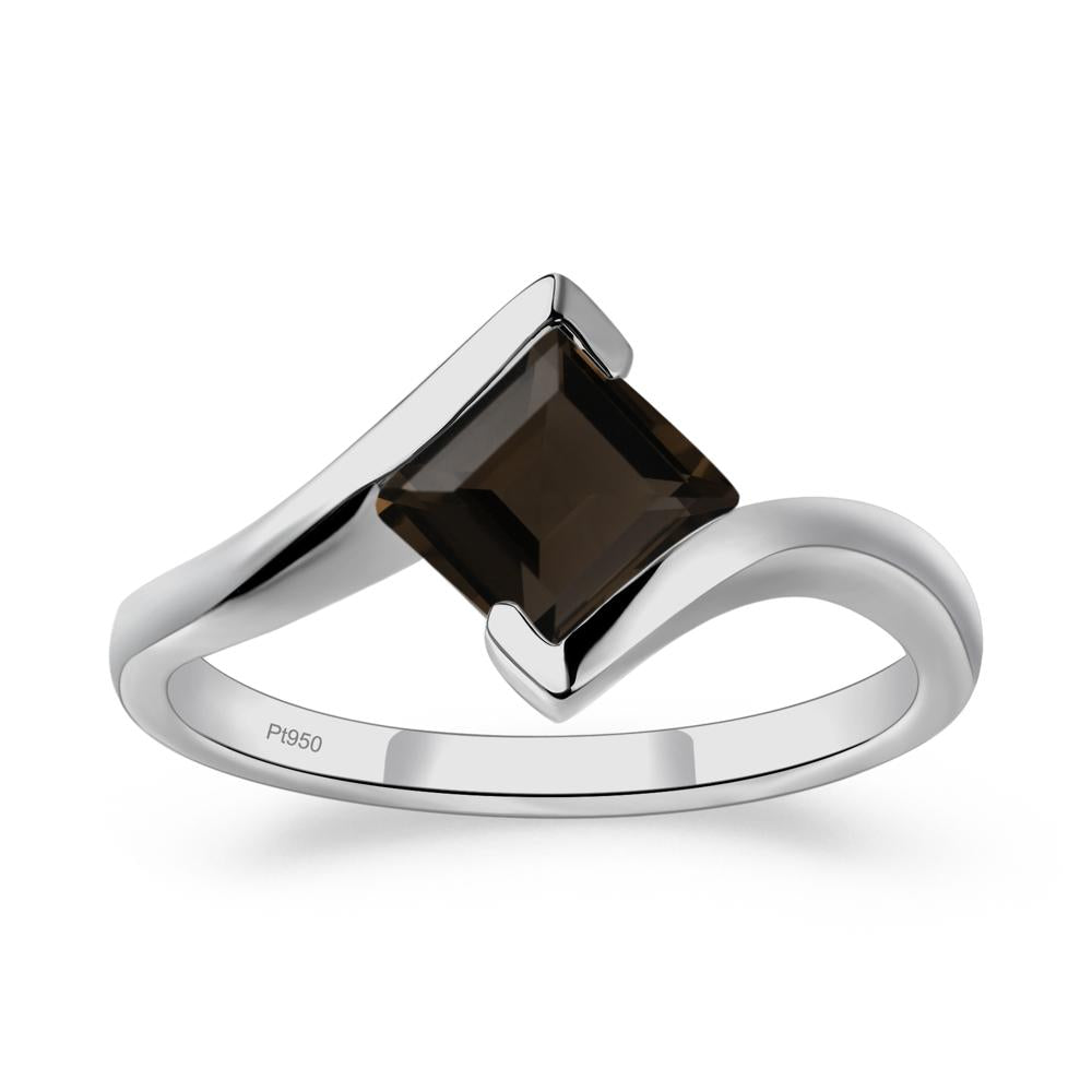 Smoky Quartz Tension Setting Ring - LUO Jewelry #metal_platinum