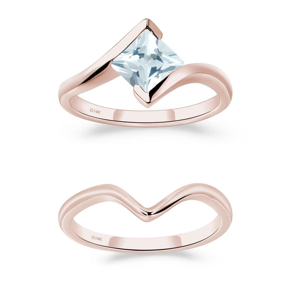 Aquamarine Tension Engagement Ring - LUO Jewelry #metal_xxxxx