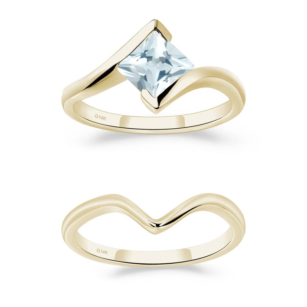 Aquamarine Tension Engagement Ring - LUO Jewelry #metal_xxxxx