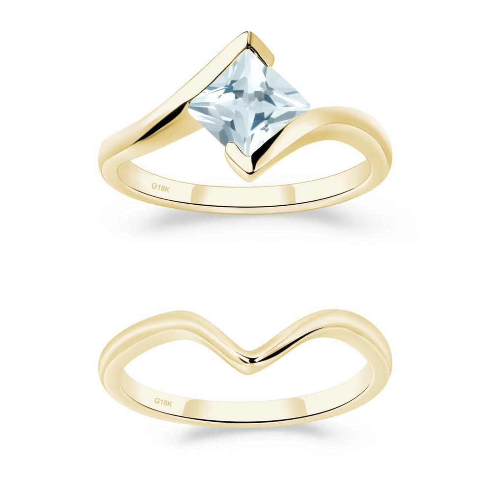 Aquamarine Tension Engagement Ring - LUO Jewelry #metal_xxxxx