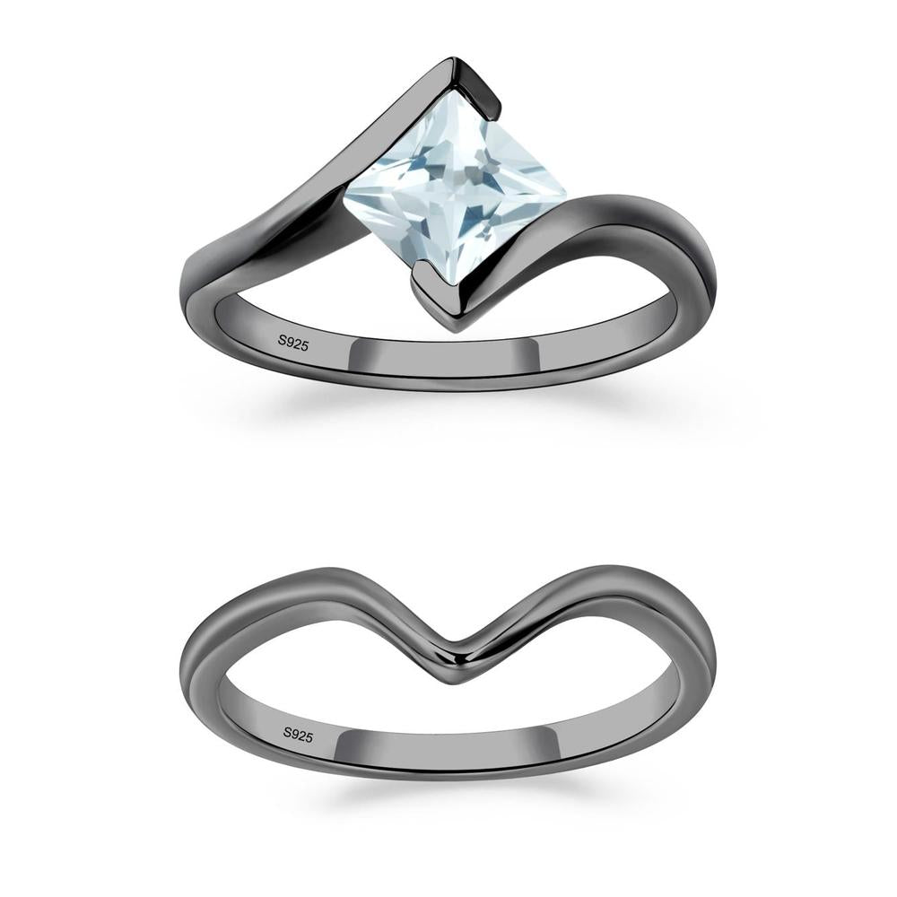 Aquamarine Tension Engagement Ring - LUO Jewelry #metal_xxxxx