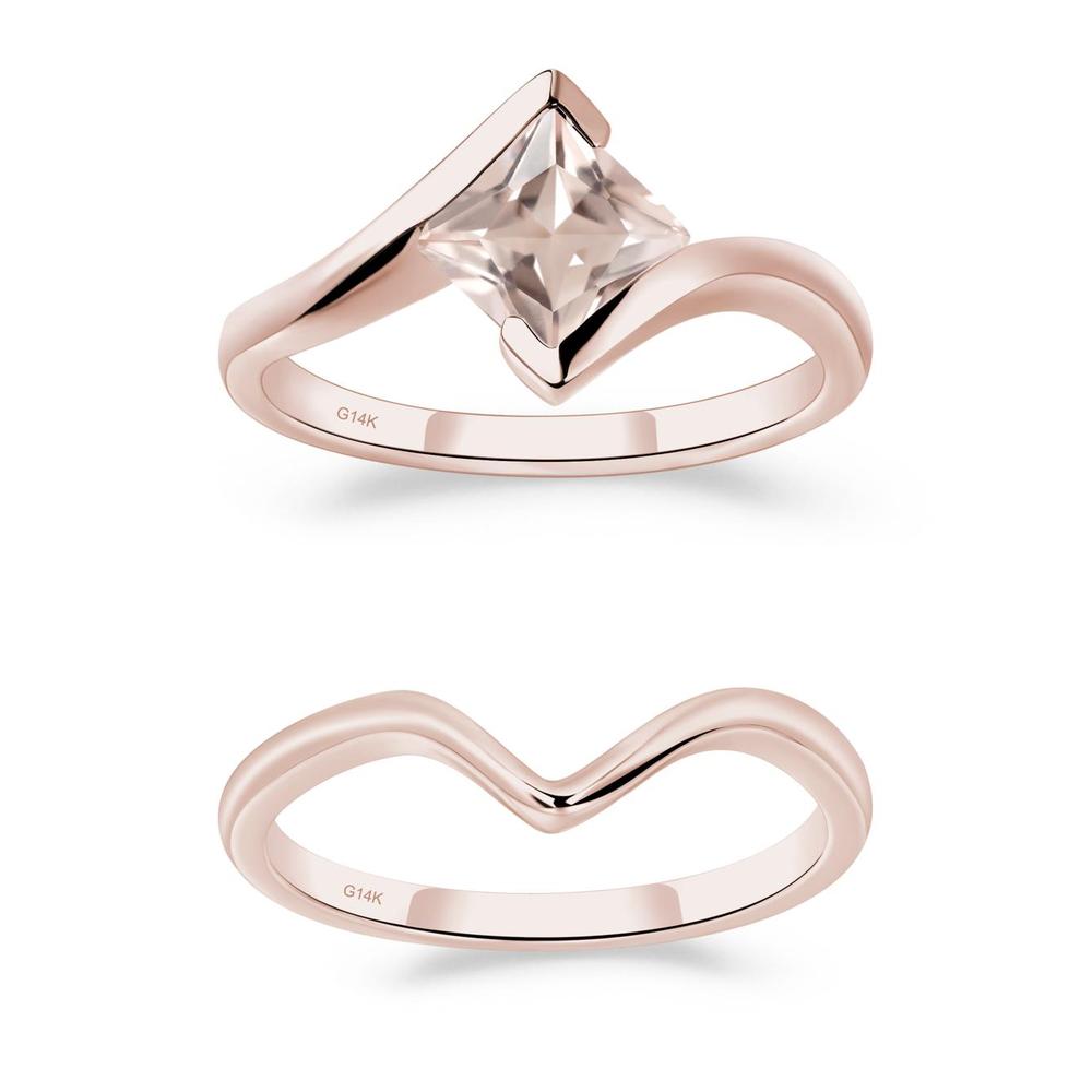 Princess Cut Morganite Bypass Ring - LUO Jewelry #metal_xxxxx