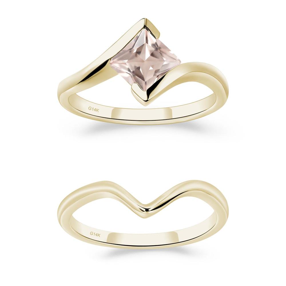 Princess Cut Morganite Bypass Ring - LUO Jewelry #metal_xxxxx