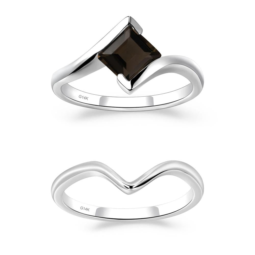 Smoky Quartz Tension Setting Ring - LUO Jewelry #metal_xxxxx