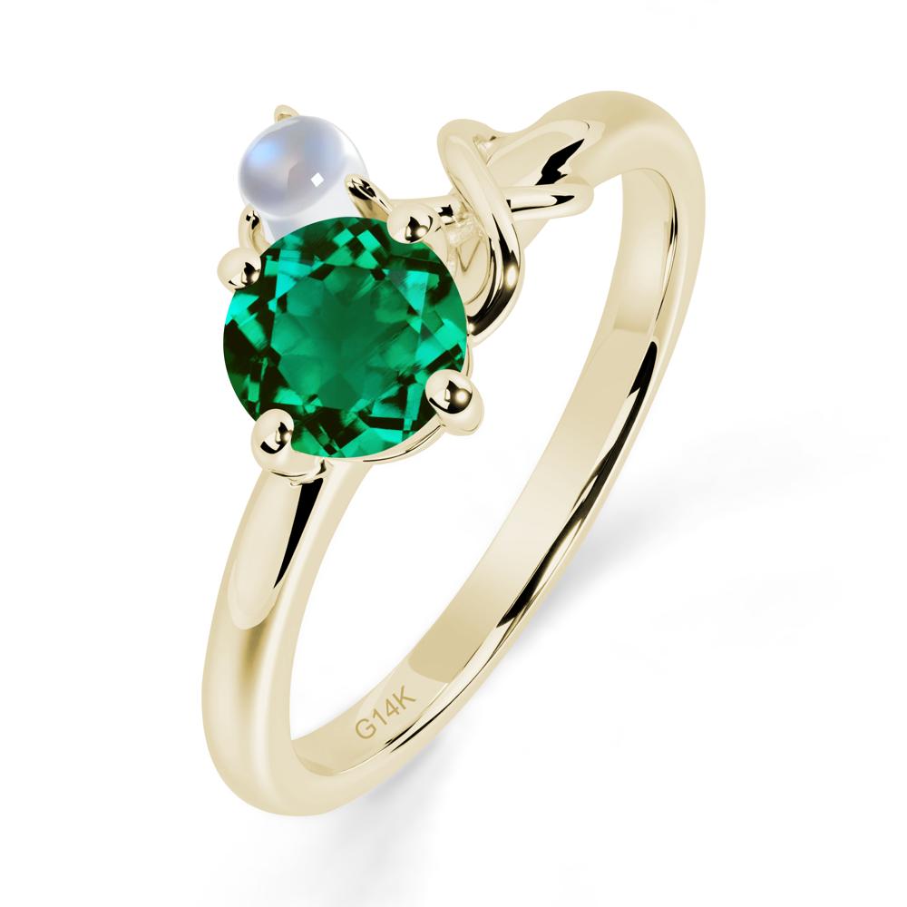Emerald and Moonstone Infinity Knot Ring - LUO Jewelry #metal_14k yellow gold