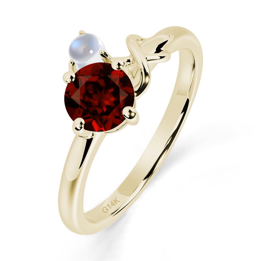 Garnet and Moonstone Infinity Knot Ring - LUO Jewelry #metal_14k yellow gold