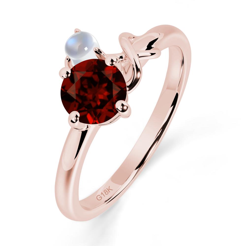 Garnet and Moonstone Infinity Knot Ring - LUO Jewelry #metal_18k rose gold