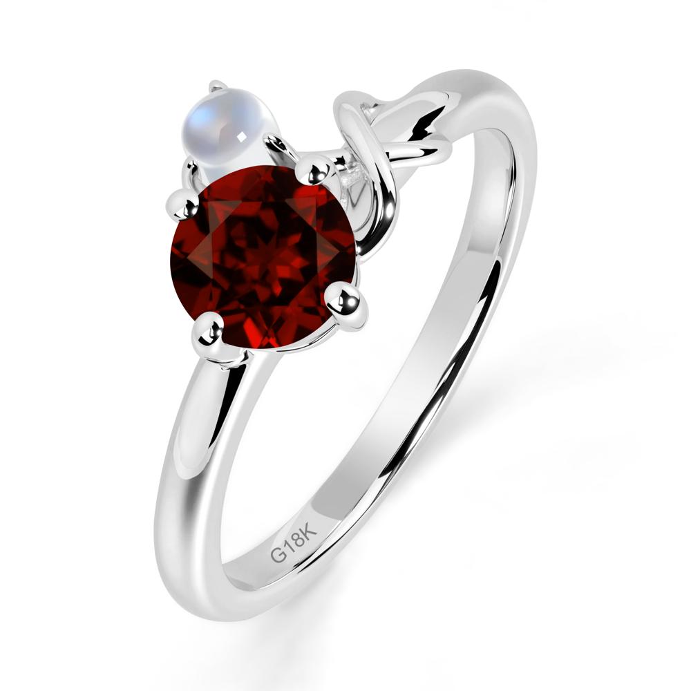 Garnet and Moonstone Infinity Knot Ring - LUO Jewelry #metal_18k white gold