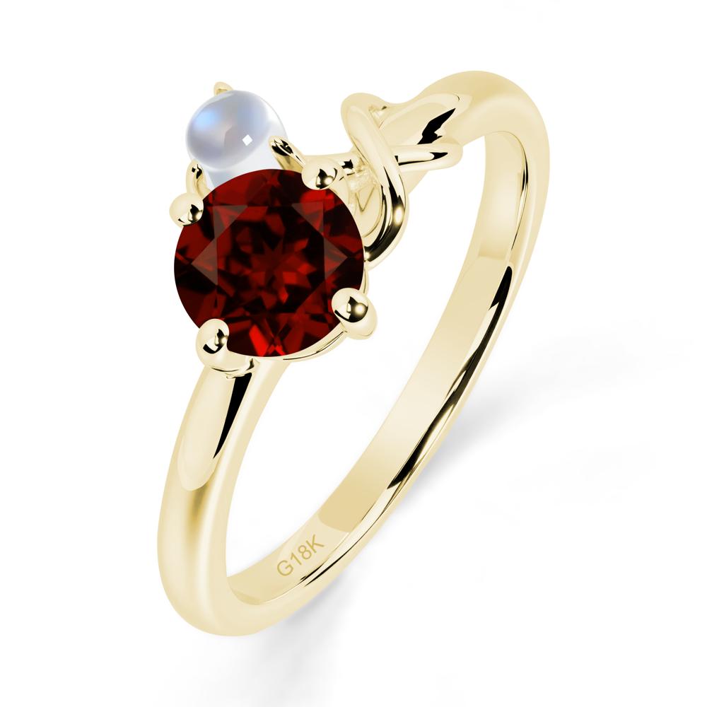 Garnet and Moonstone Infinity Knot Ring - LUO Jewelry #metal_18k yellow gold