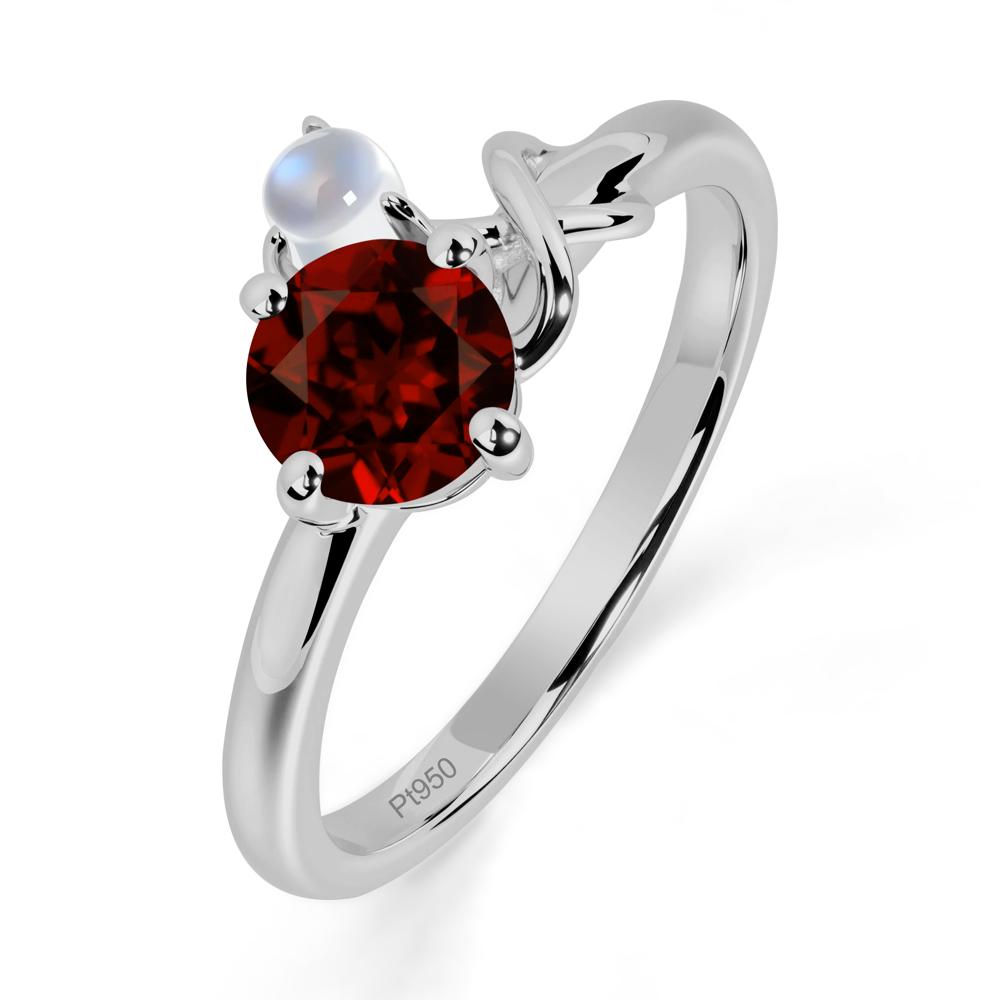 Garnet and Moonstone Infinity Knot Ring - LUO Jewelry #metal_platinum