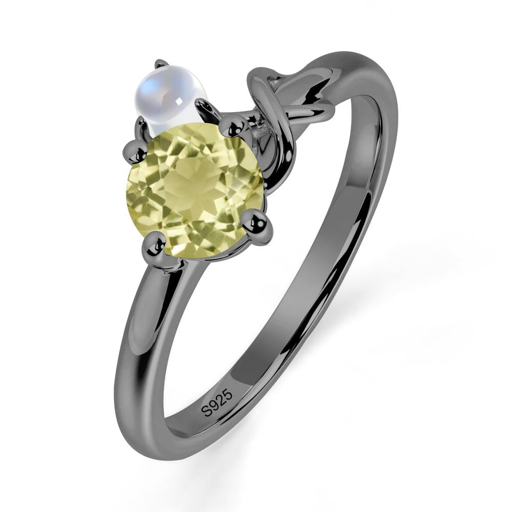 Petite Lemon Quartz Infinity Engagement Ring - LUO Jewelry #metal_black finish sterling silver