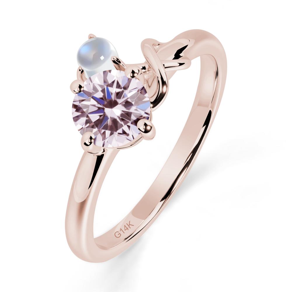 Pink Cubic Zirconia and Moonstone Infinity Knot Ring - LUO Jewelry #metal_14k rose gold