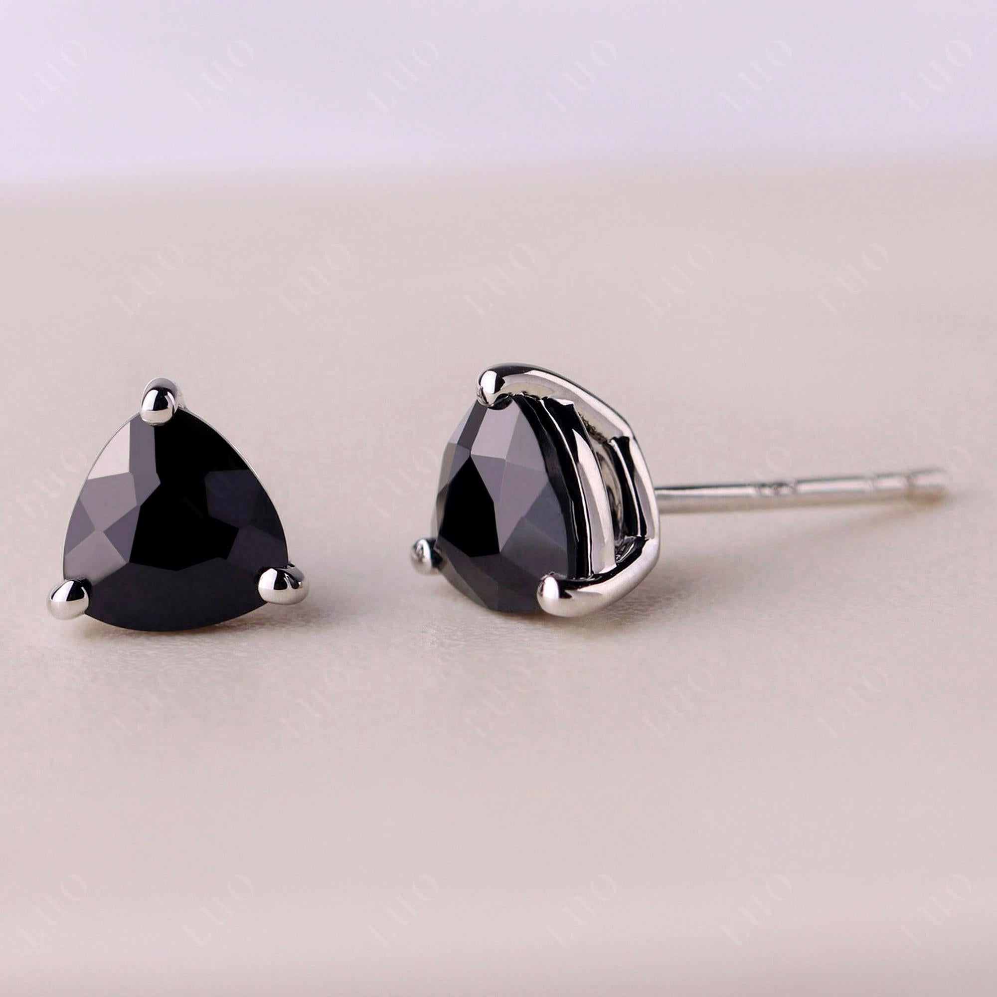 Trillion Cut Black Spinel Stud Earrings - LUO Jewelry 