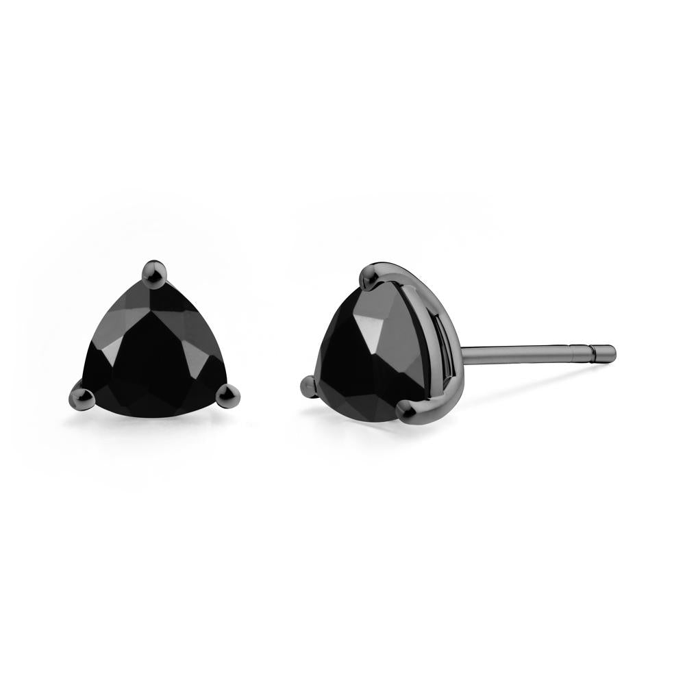 Trillion Cut Black Spinel Stud Earrings - LUO Jewelry #metal_black finish sterling silver