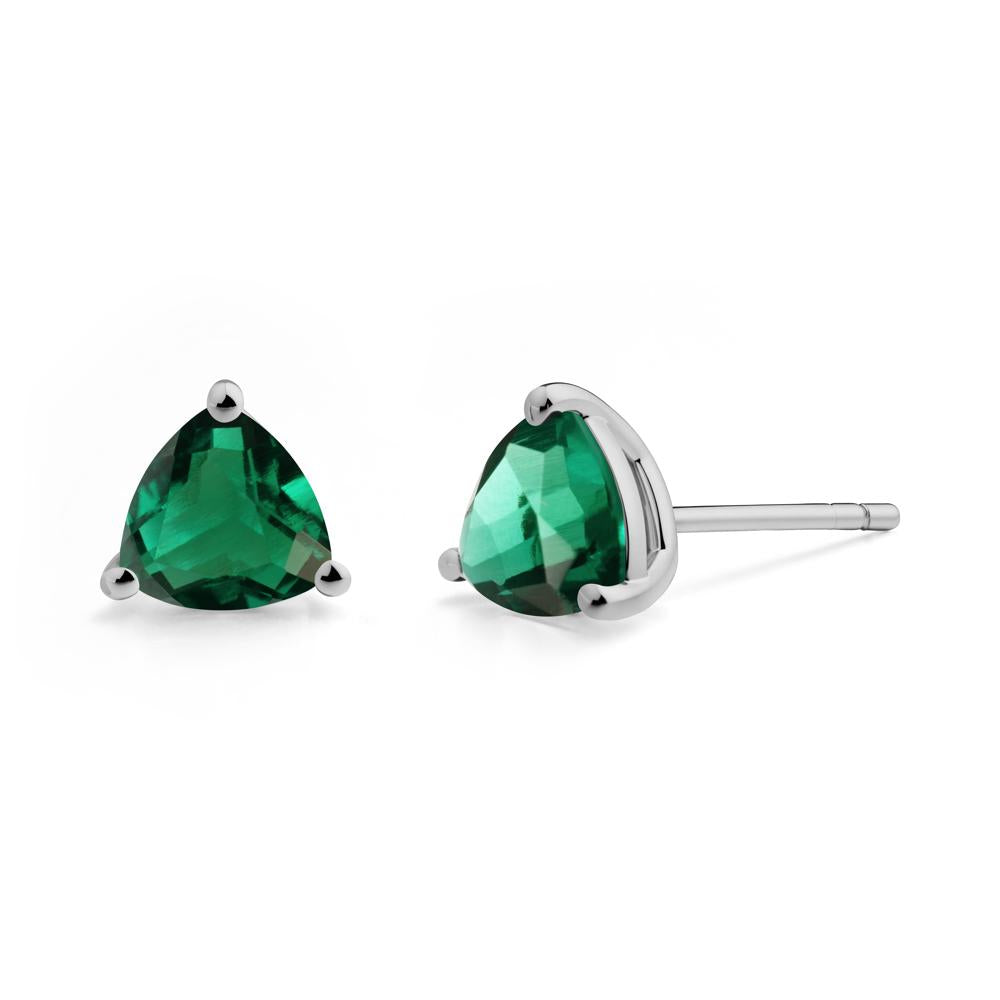 Trillion Cut Emerald Stud Earrings - LUO Jewelry #metal_platinum