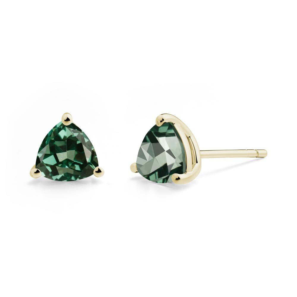 Green Sapphire Stud Earrings - LUO Jewelry #metal_14k yellow gold