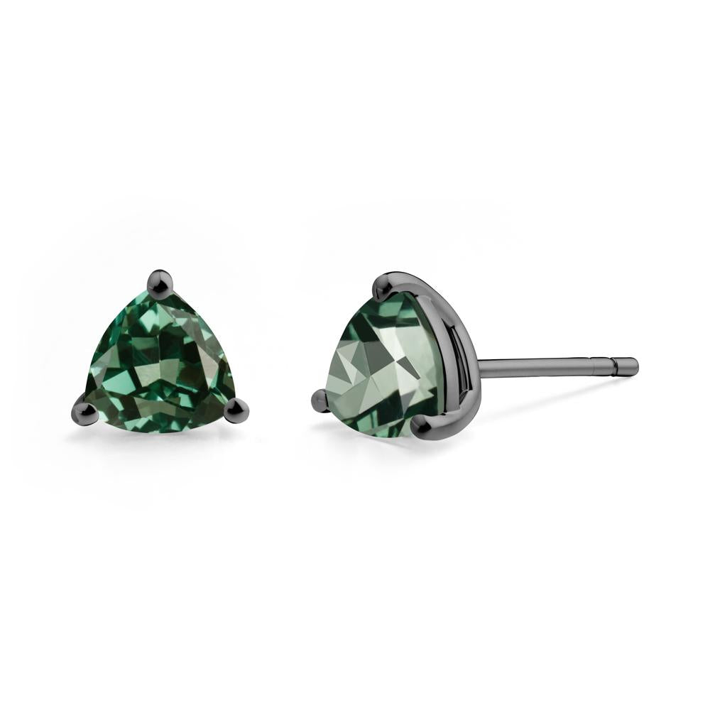 Green Sapphire Stud Earrings - LUO Jewelry #metal_black finish sterling silver
