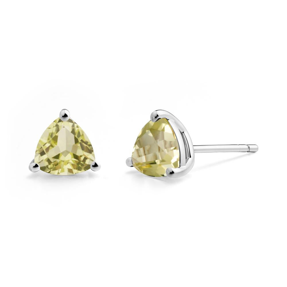 Trillion Cut Lemon Quartz Stud Earrings - LUO Jewelry #metal_18k white gold