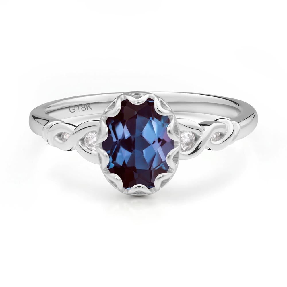 Alexandrite Vintage Oval Engagement Ring - LUO Jewelry #metal_18k white gold