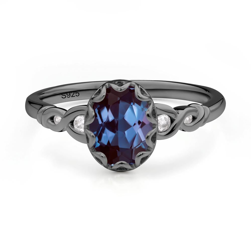 Alexandrite Vintage Oval Engagement Ring - LUO Jewelry #metal_black finish sterling silver