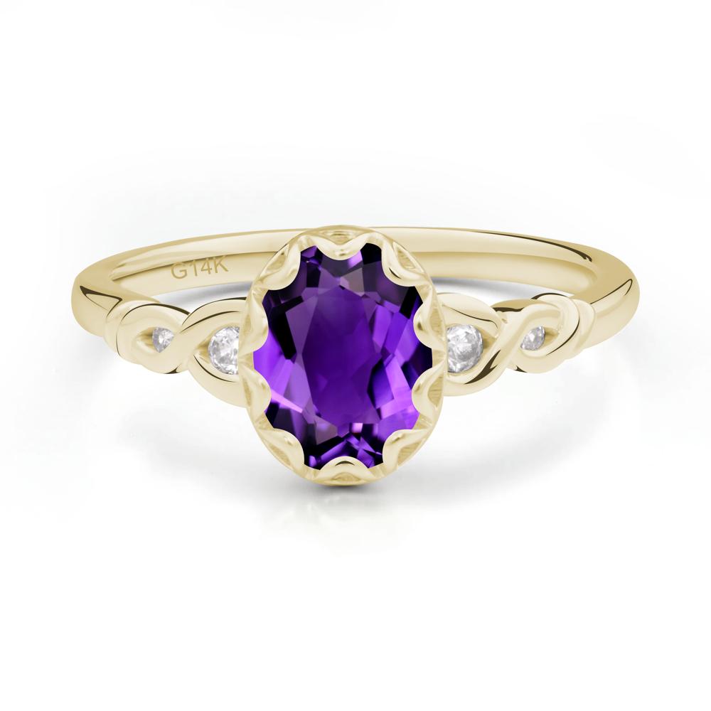 Amethyst Vintage Oval Engagement Ring - LUO Jewelry #metal_14k yellow gold